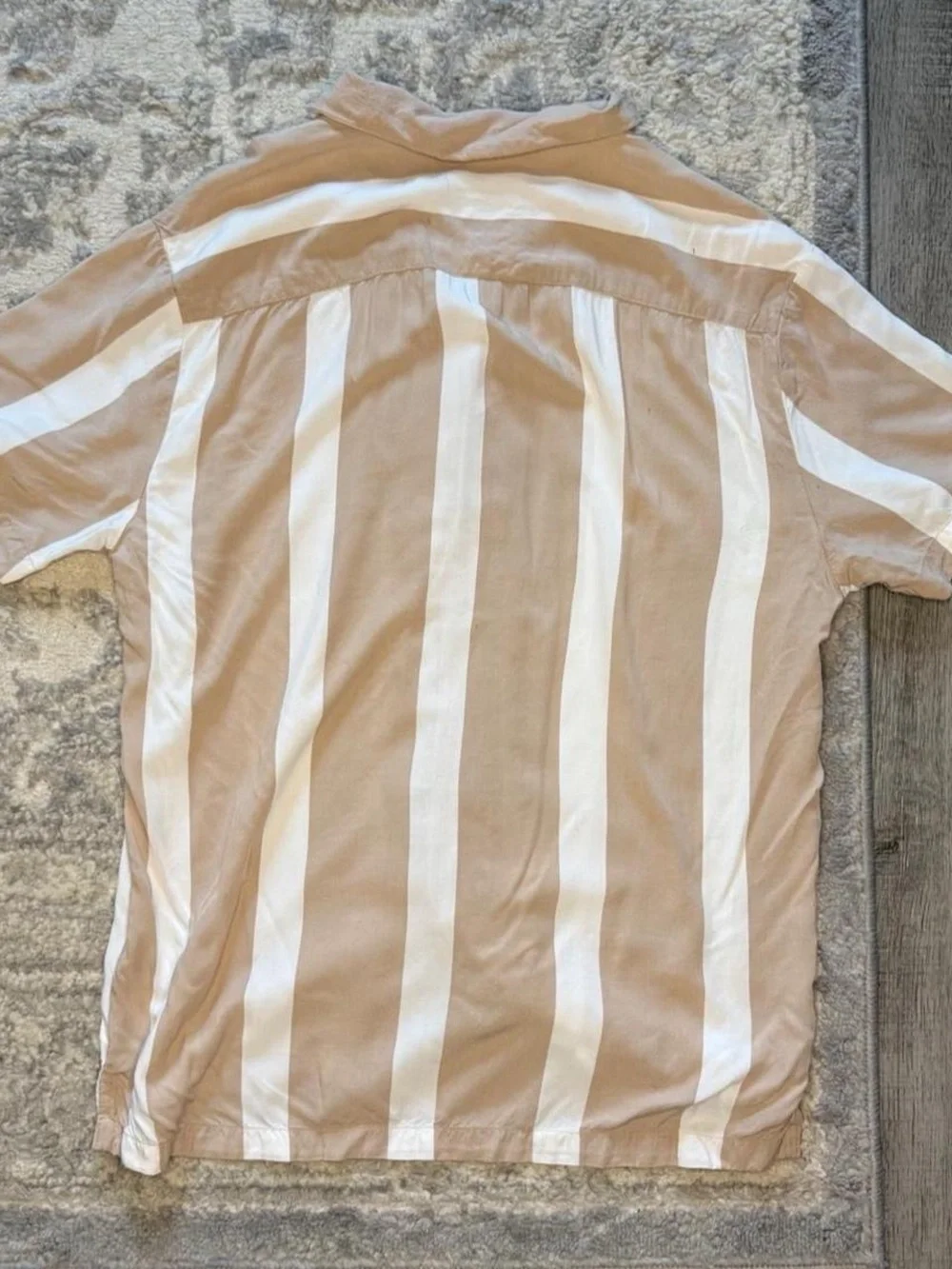 Cactus Man by Ricky Singh tan white striped short sleeve button down shirt M